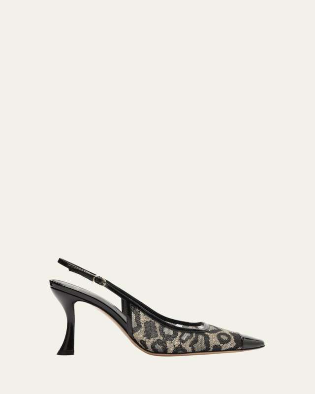 Olivia Leopard Mesh Slingback Pumps
